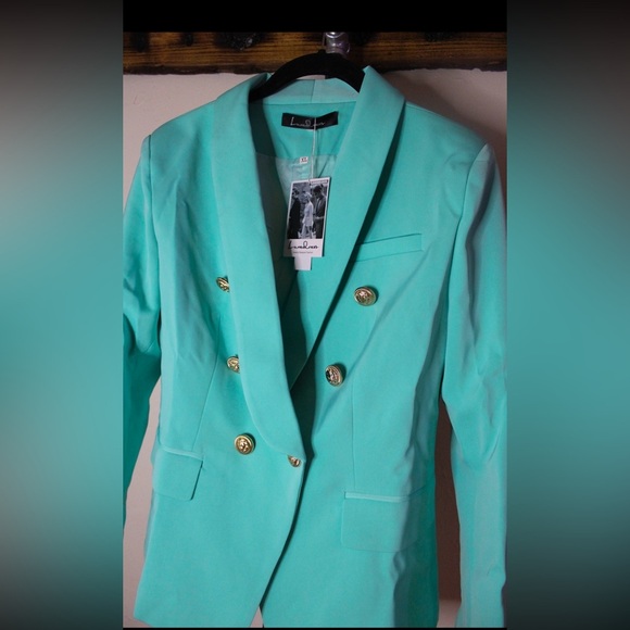 Fresh Gold Button Detail Double Breasted Shawl Lapel Tailored Blazer - Picture 3 of 3